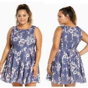 Torrid Mesh Floral Print Pleated Dress